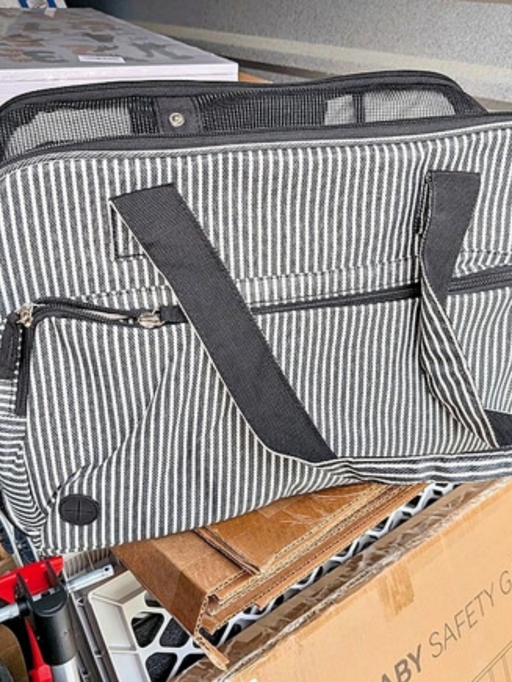 PetAmi Small Dog Carrier Striped Black & White Dog Carrier